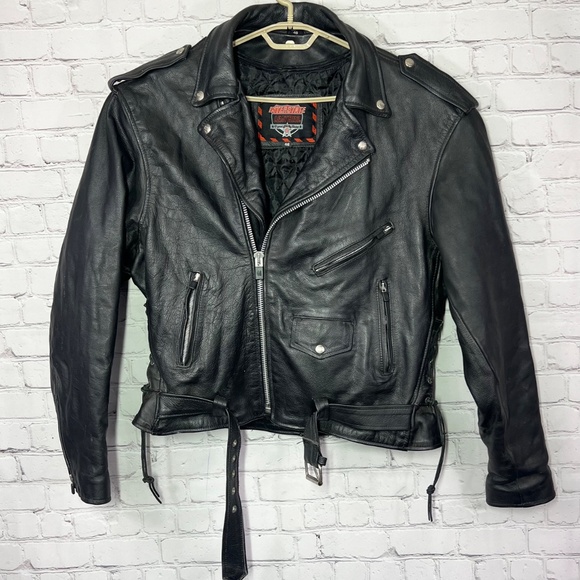 Interstate Leather Other - 🏍️|•INTERSTATE LEATHER•| HEAVY Black Leather Biker Jacket Size 46 / XL